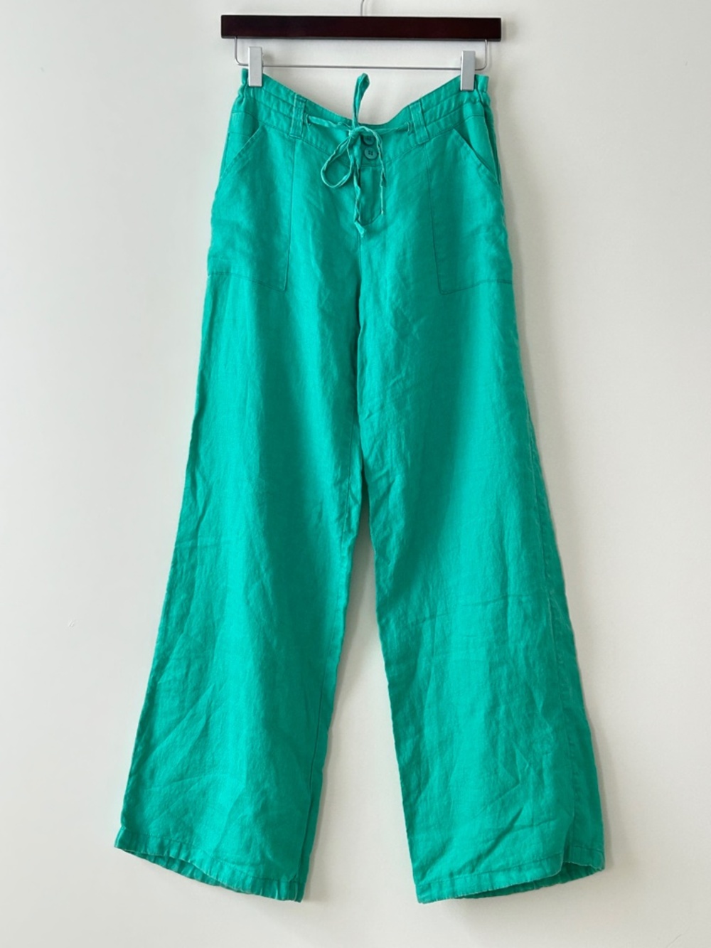 Love Tree 100% Linen Wide Leg Jade Green Pants